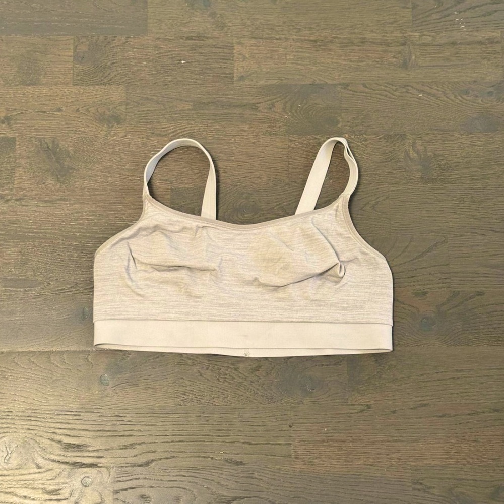 Gray Hanes sports bra.